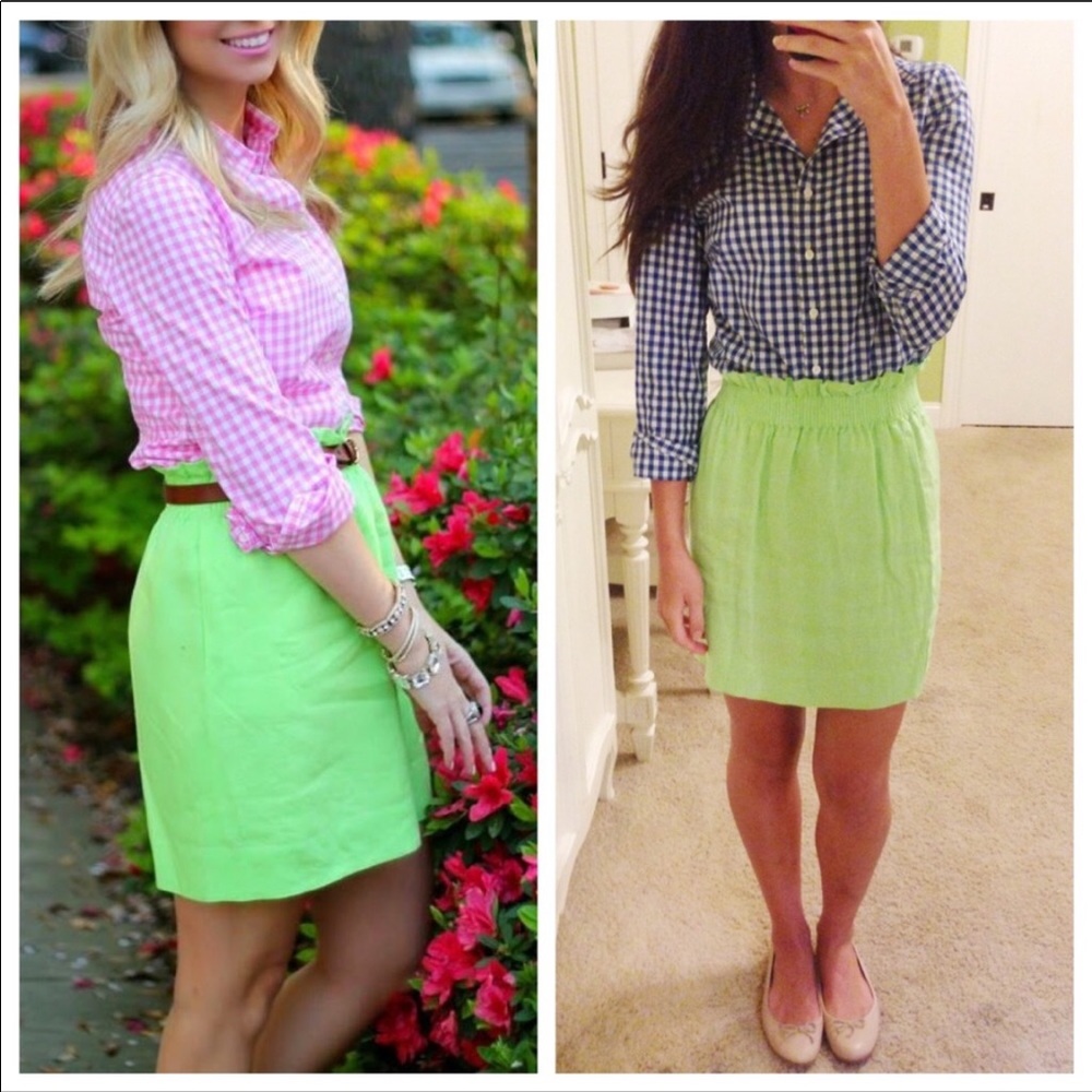 J. Crew Skirt Linen City Mini - Neon Green